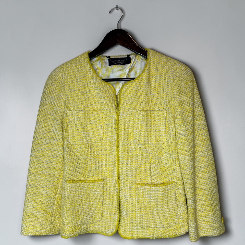 Weekend Max Mara Tweed Jacket Yellow Cotton Blend Size‎ 8